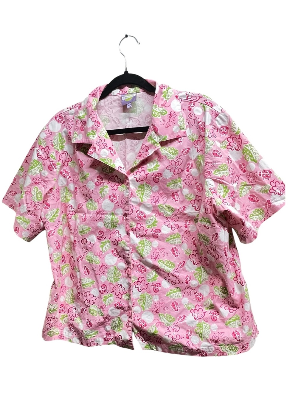 Vintage CM Shapes Button Up Shirt Pink Floral Hawaiian Shirt